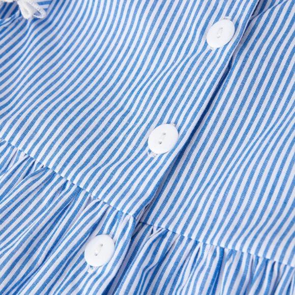 Back to School Pencil Girls Boutique Blue Striped Dress - Picture 5 of 6